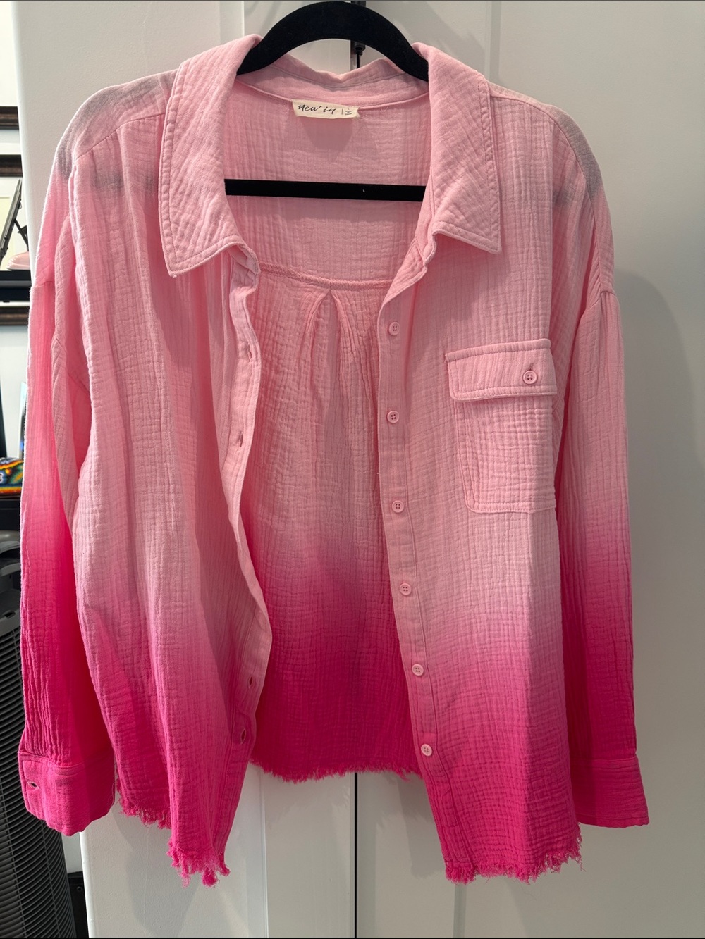 Pink Ombre Button-Up Top